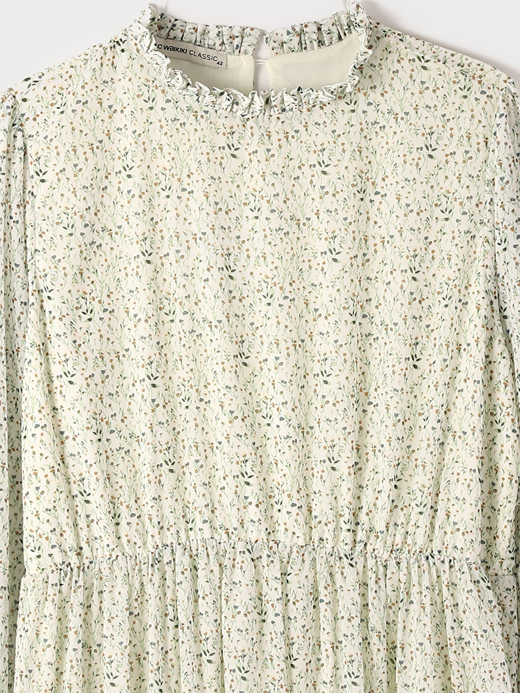 Ruffled Collar Floral Printed Long Sleeve Women's Dress-2