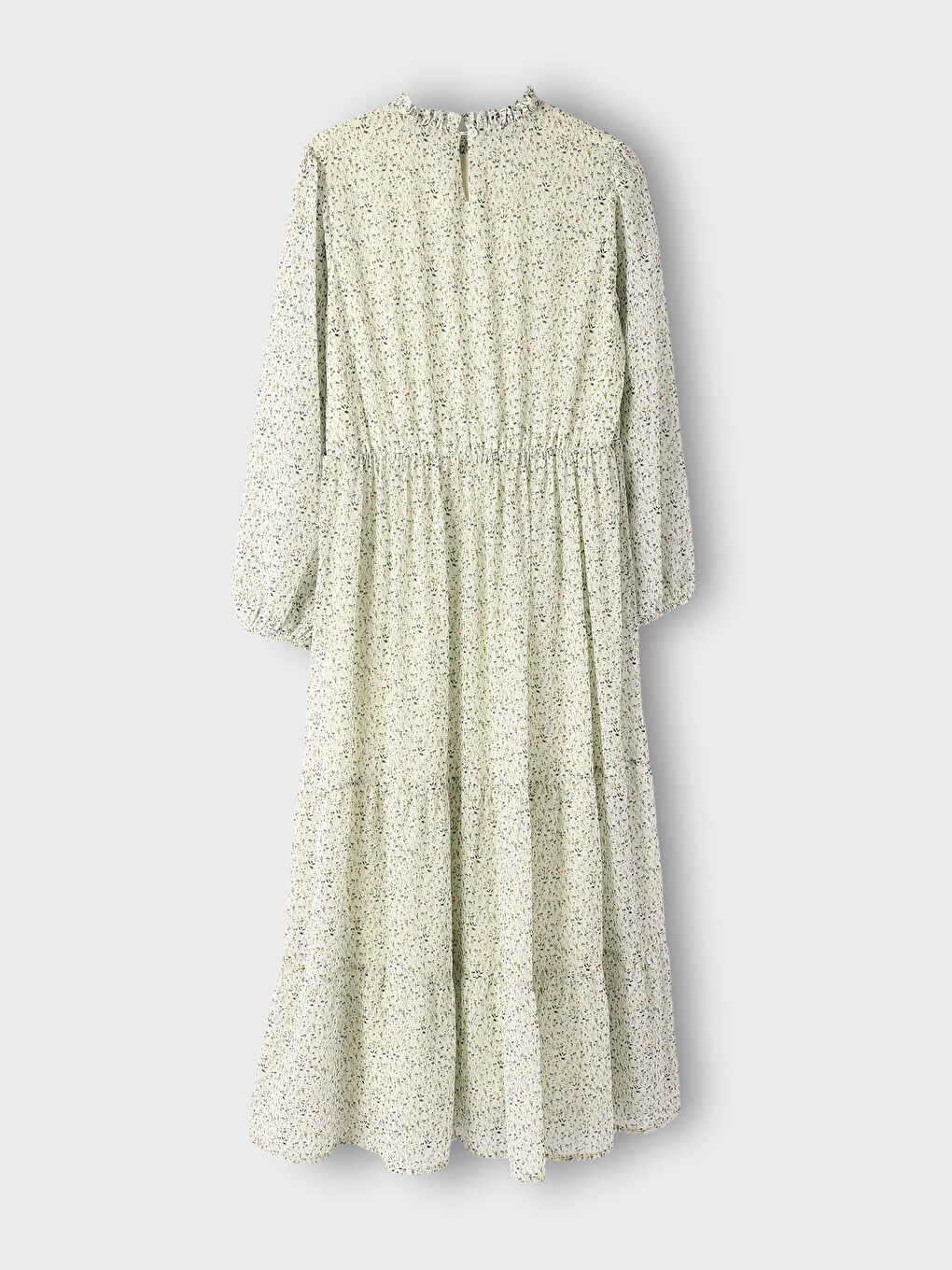 Ruffled Collar Floral Printed Long Sleeve Women's Dress-1