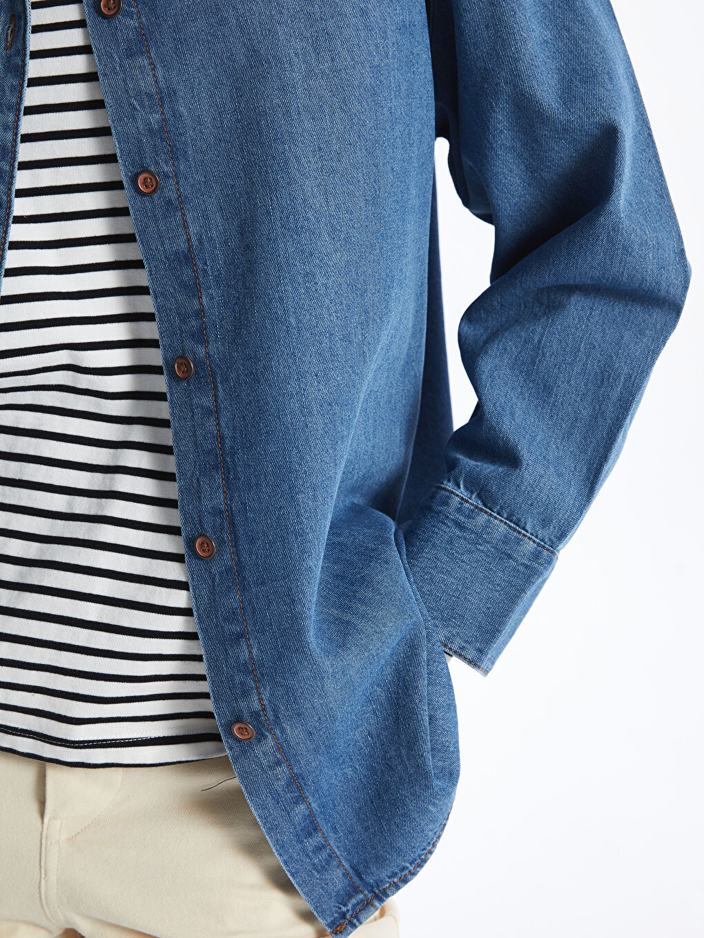 Plain Long Sleeve Oversize Women's Denim Shirt -S4AS59Z8-507