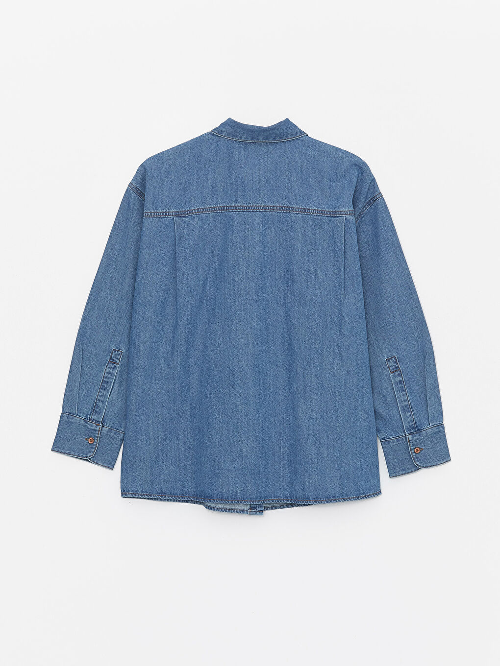 Plain Long Sleeve Oversize Women's Denim Shirt -S4AS59Z8-507