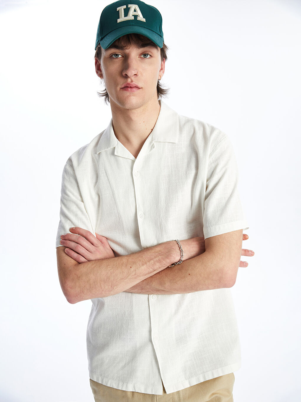 Regular Fit Short Sleeve Poplin Men's Shirt -S4AS80Z8-EEW