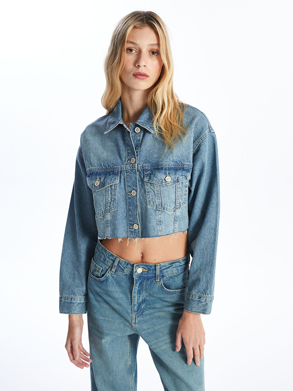Shirt Neck Women's Jean Jacket -S4AS88Z8-311