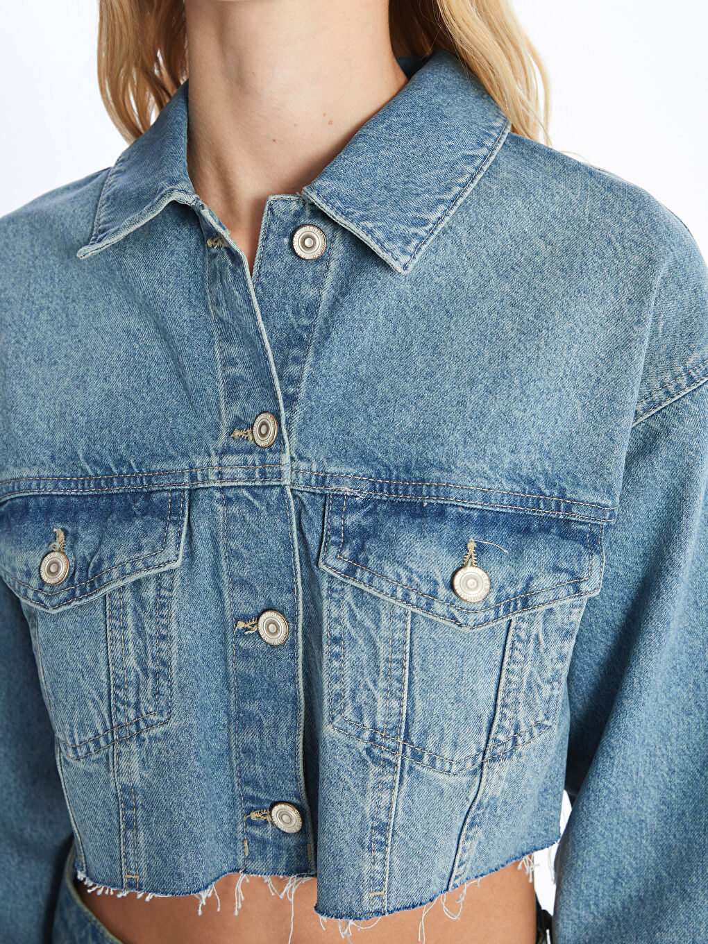 Shirt Neck Women's Jean Jacket -S4AS88Z8-311