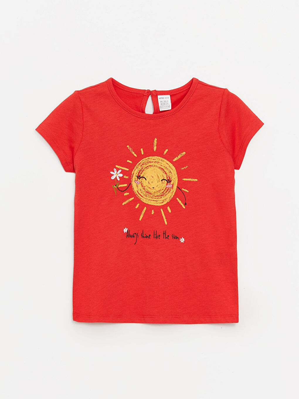 Kırmızı Bisiklet Yaka Baskılı Kız Bebek Tişört