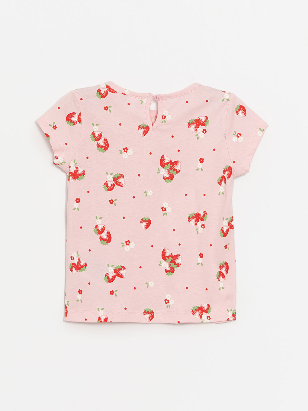 تيشيرت كم قصير مطبوع بياقة دائرية للبنات الرضع-1