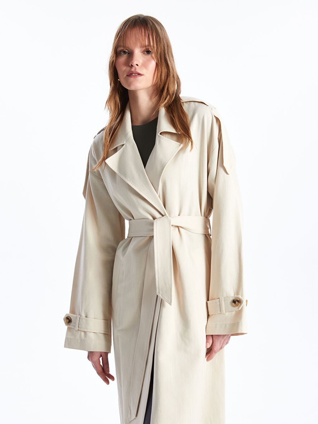 Women's Jacket Collar Plain Trench Coat -S4AS97Z8-Y0T