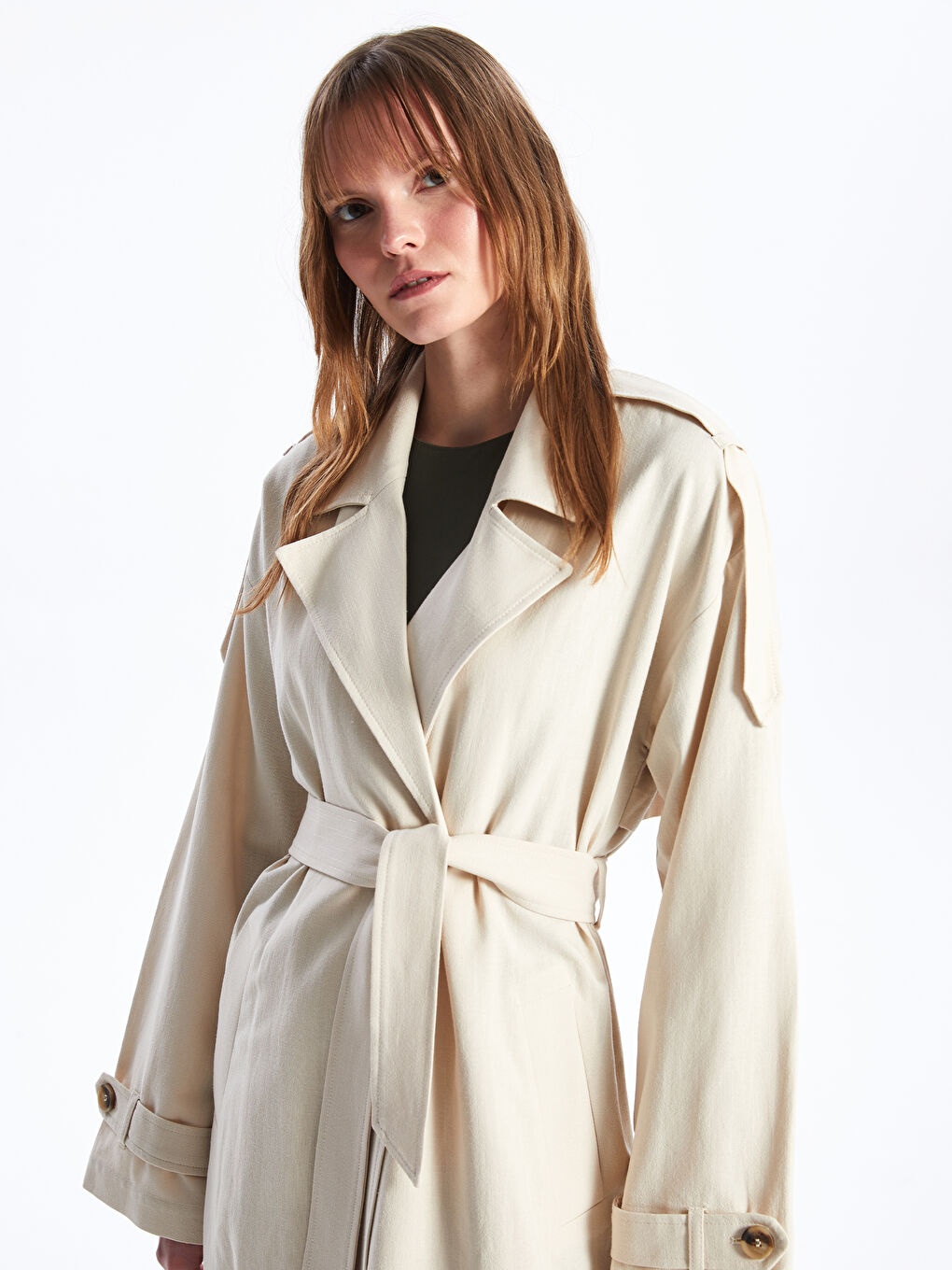 Women's Jacket Collar Plain Trench Coat -S4AS97Z8-Y0T