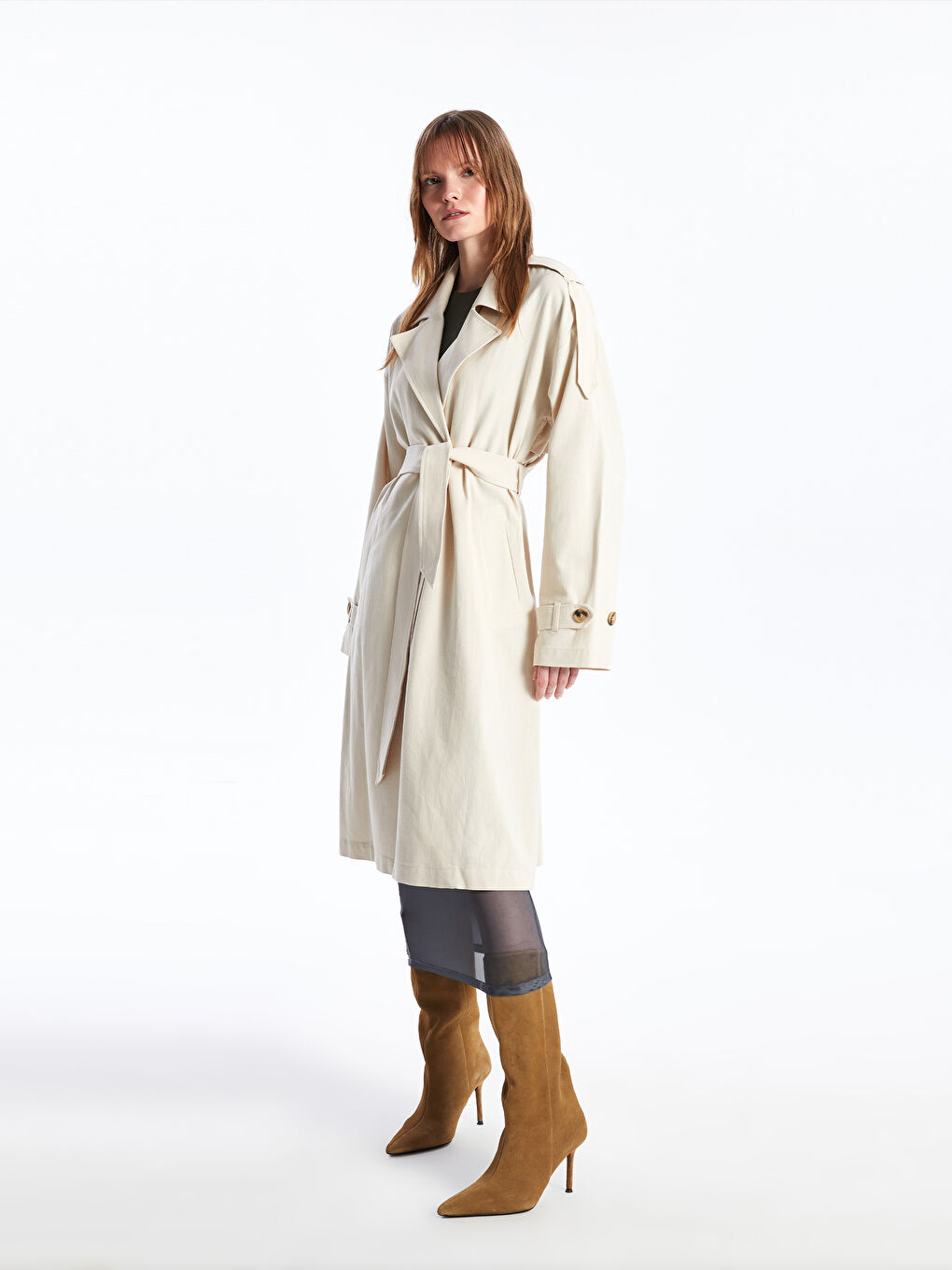 Women's Jacket Collar Plain Trench Coat -S4AS97Z8-Y0T