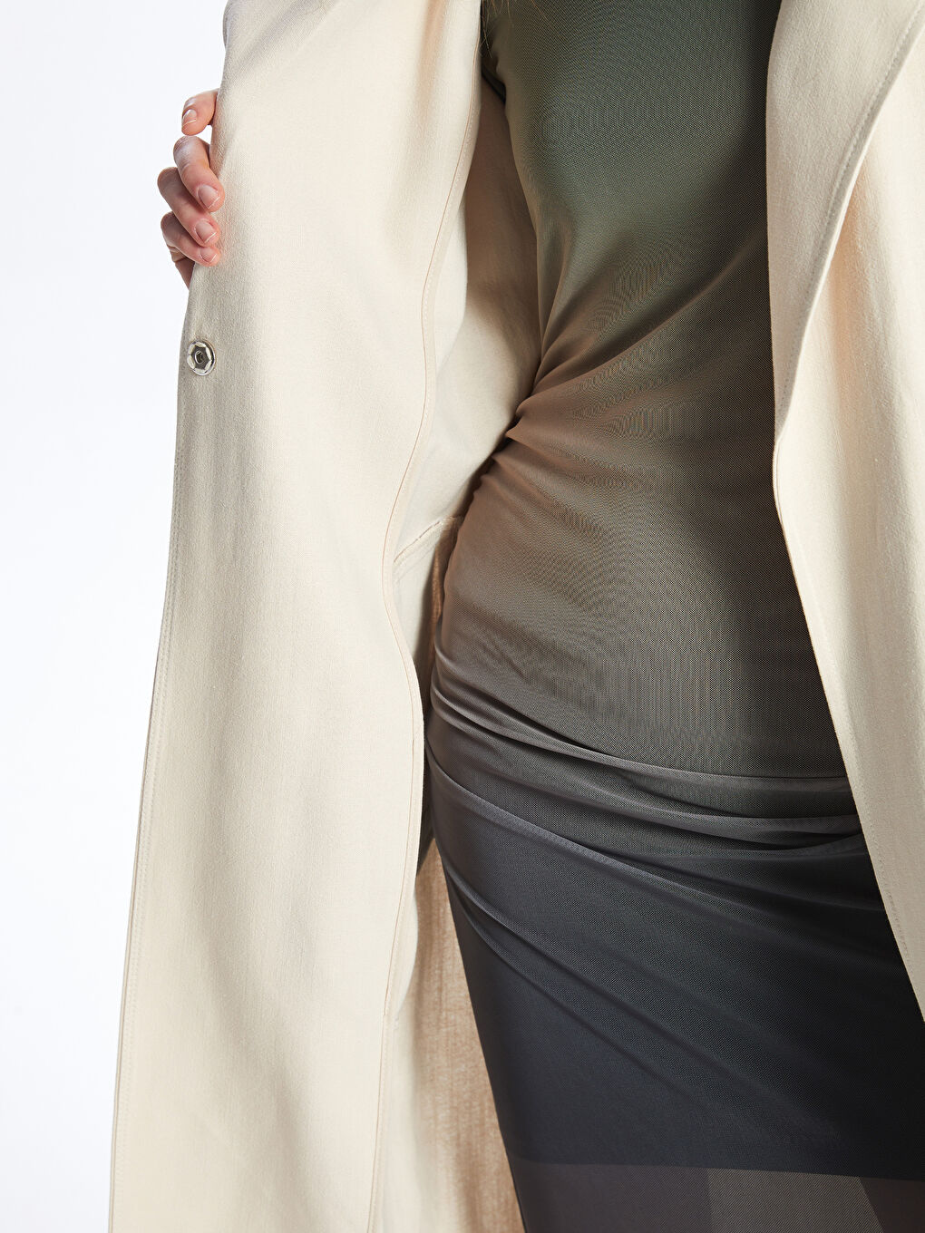 Women's Jacket Collar Plain Trench Coat -S4AS97Z8-Y0T