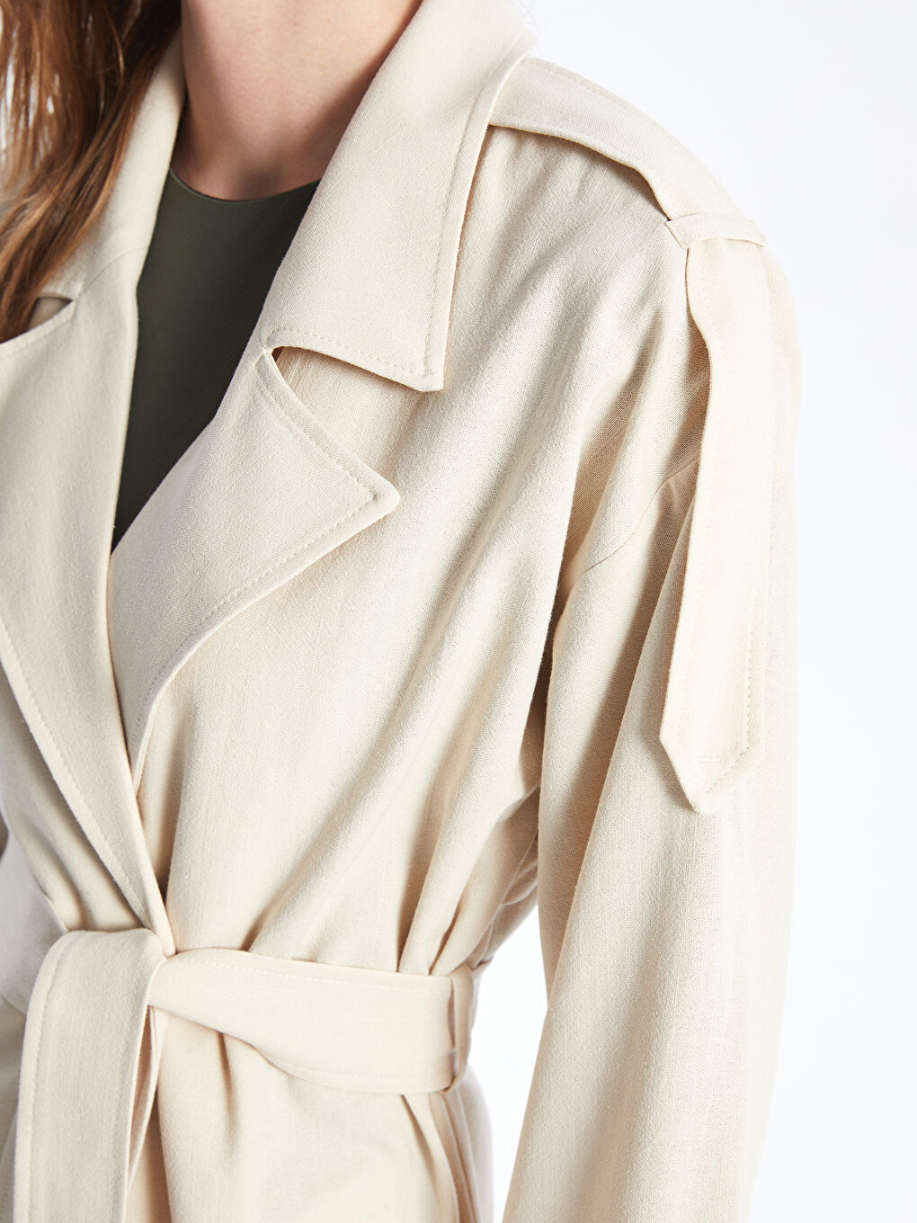 Women's Jacket Collar Plain Trench Coat -S4AS97Z8-Y0T