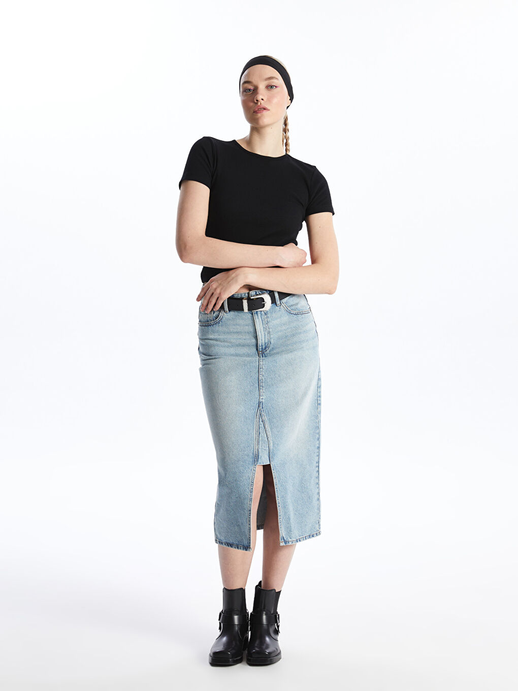 Юбка Джинсовая Женская Стандартного Кроя