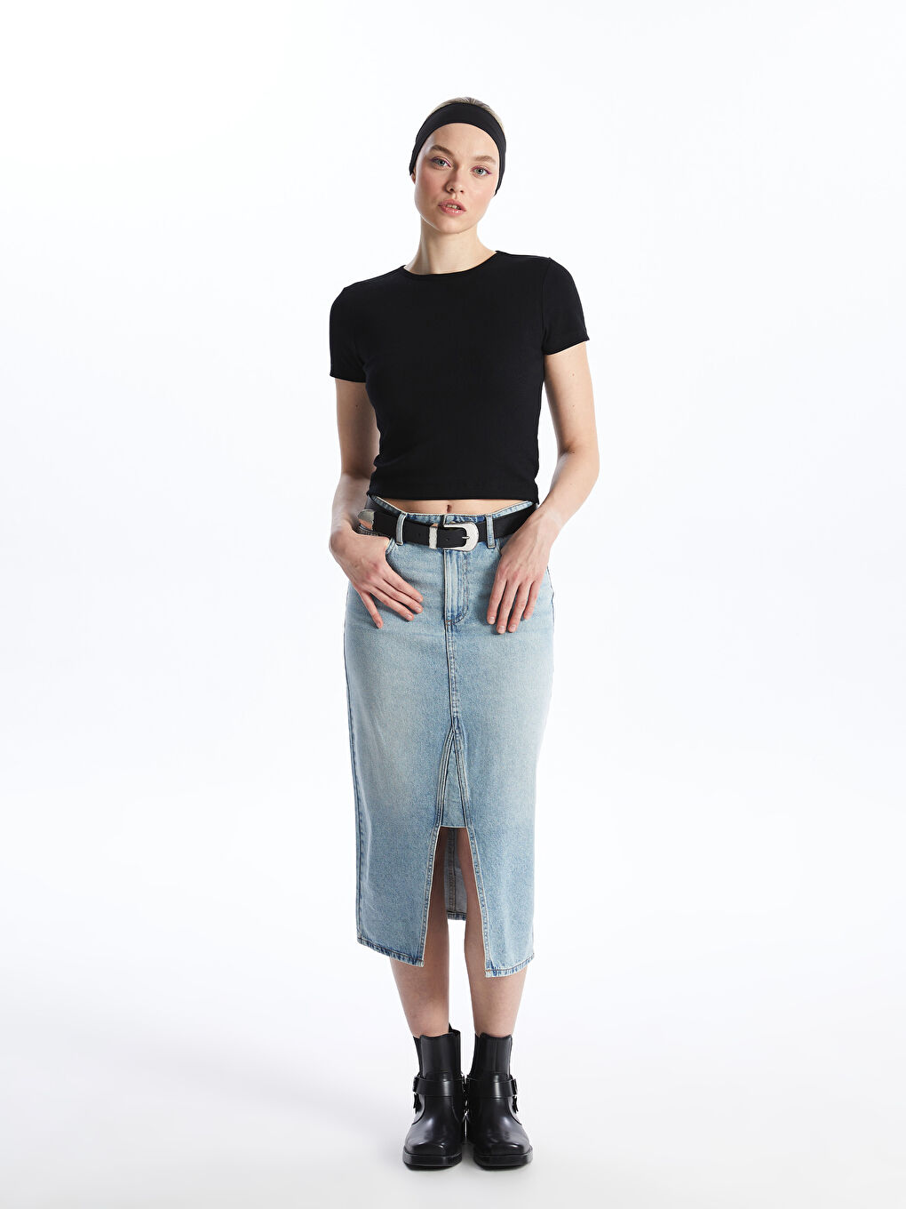 Юбка Джинсовая Женская Стандартного Кроя-1