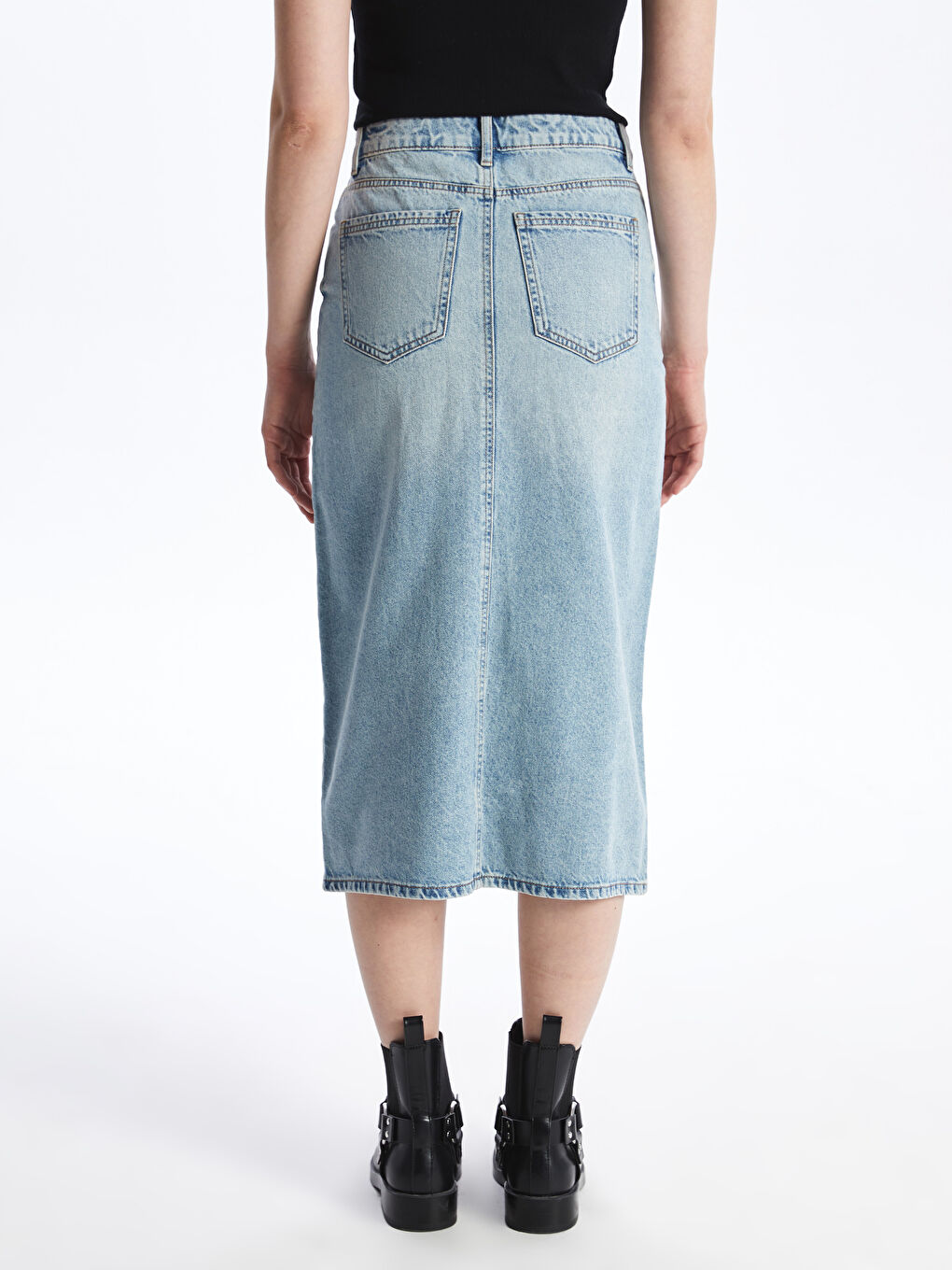 Юбка Джинсовая Женская Стандартного Кроя-4