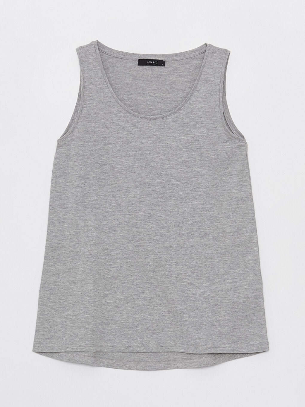 Gri Kadın Bisiklet Yaka Düz Atlet-5