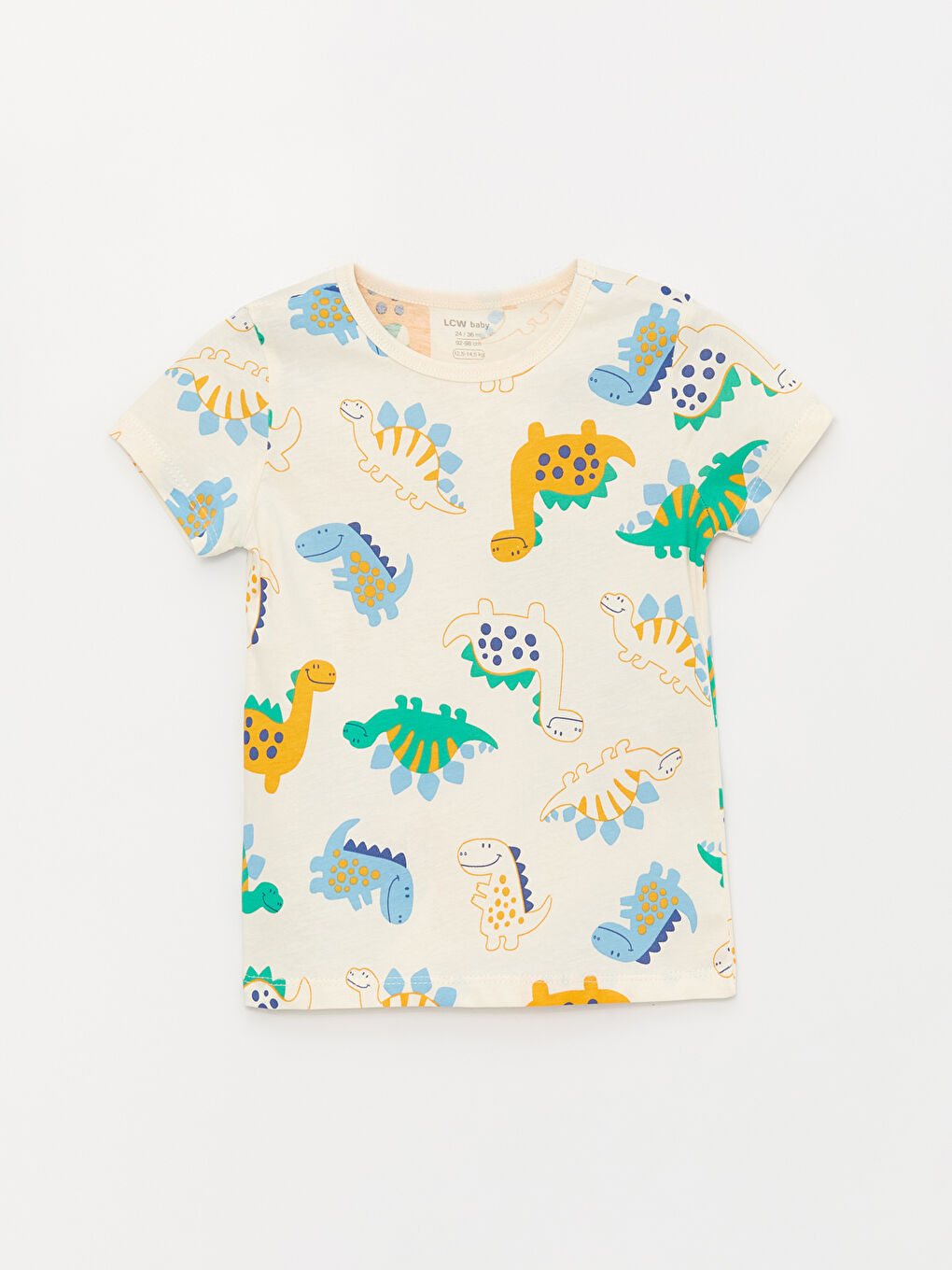 Bej Bisiklet Yaka Desenli Kısa Kollu Erkek Bebek Pijama Üst