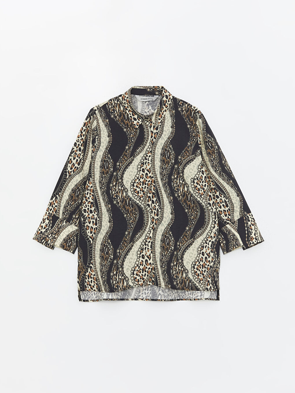 Patterned Long-Sleeve Poplin Women's Shirt -S4AT44Z8-LQJ