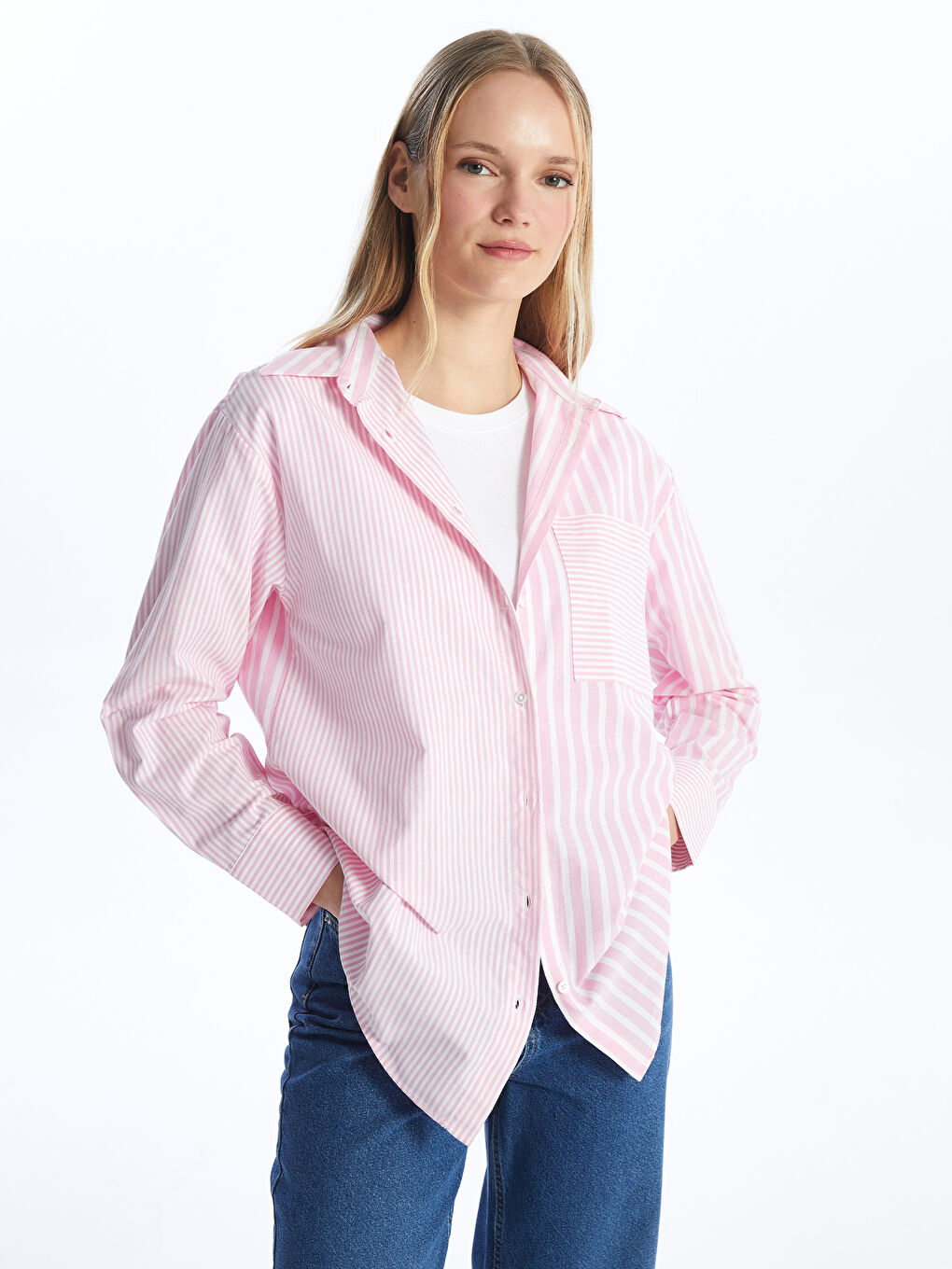 Striped Long Sleeve Women's Shirt Tunic -S4AU02Z8-LHK