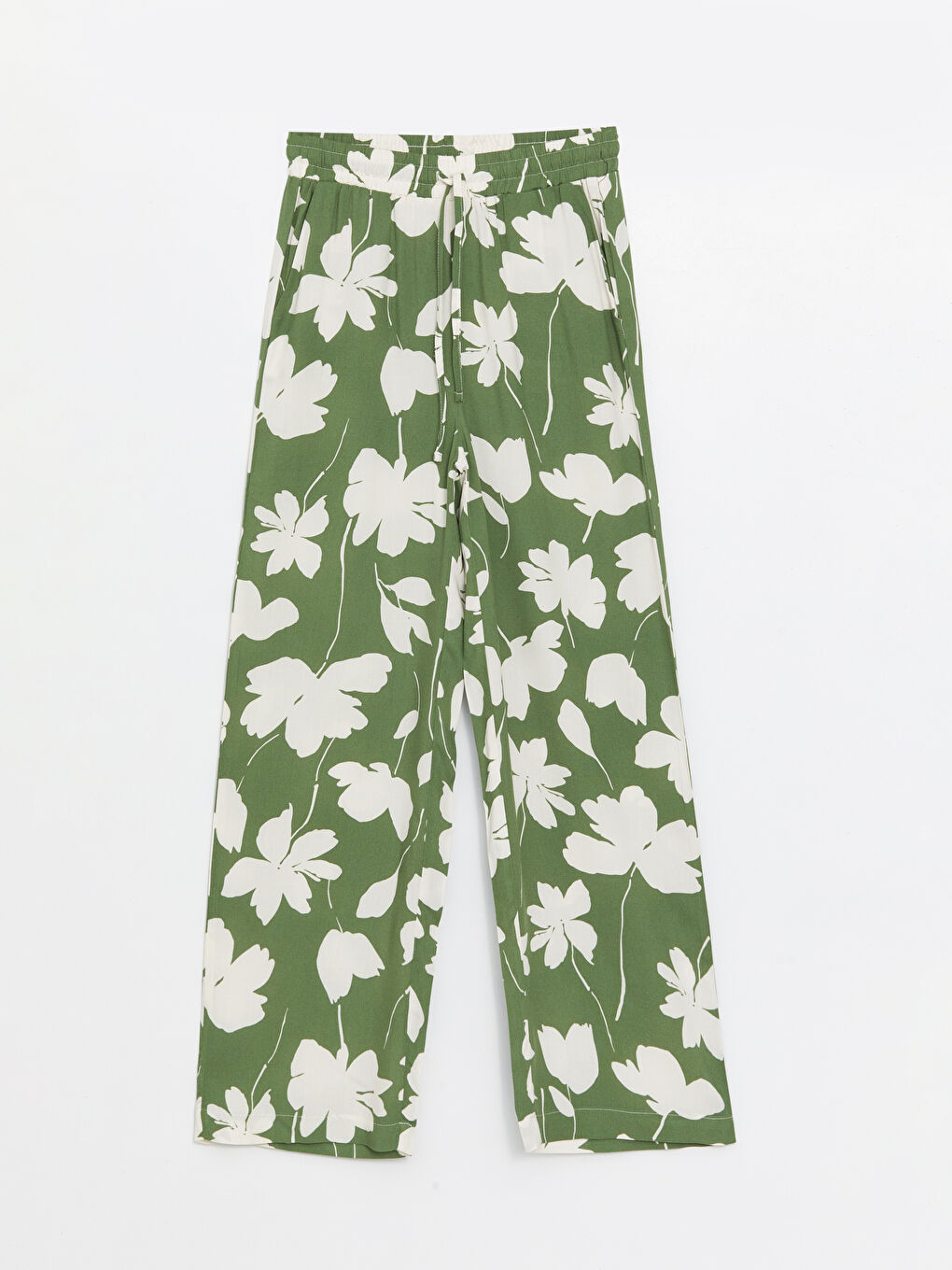 Elasticated Waist Patterned Women's Palazzo Trousers -S4AU41Z8-LRK