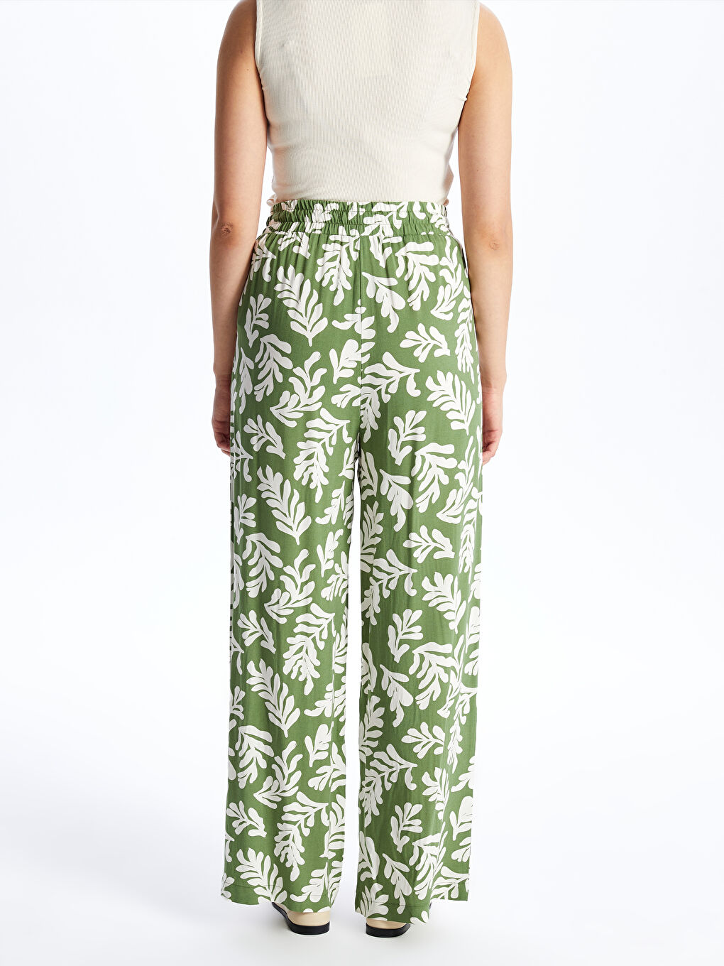 Elasticated Waist Patterned Women's Palazzo Trousers-4