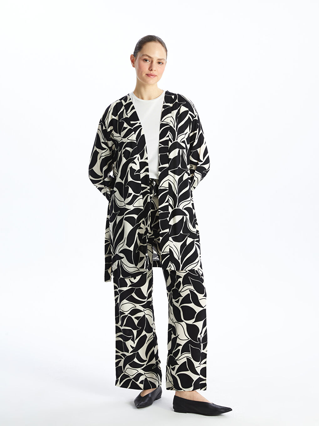 Elasticated Waist Patterned Women's Palazzo Trousers-1