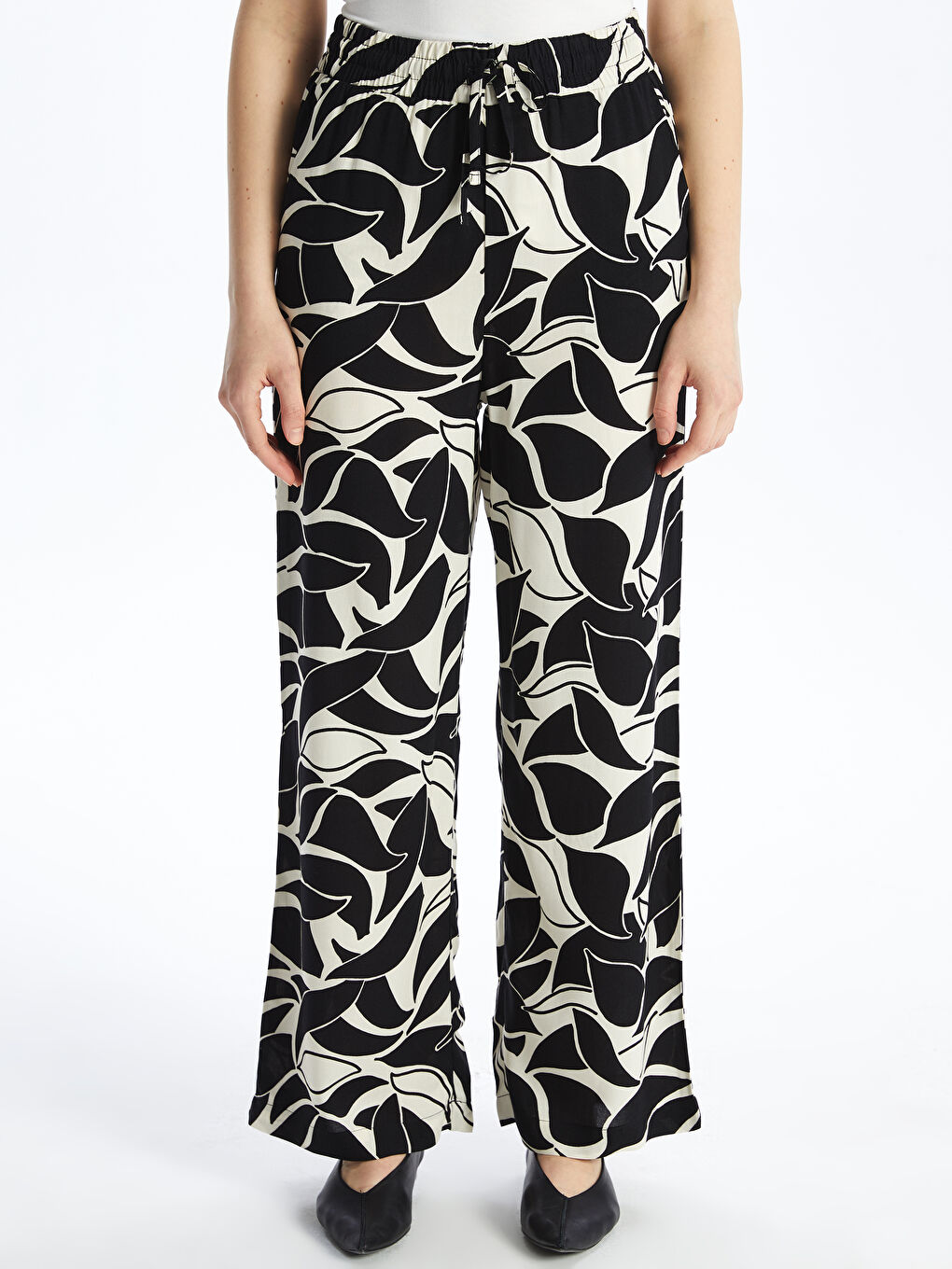 Elasticated Waist Patterned Women's Palazzo Trousers-2