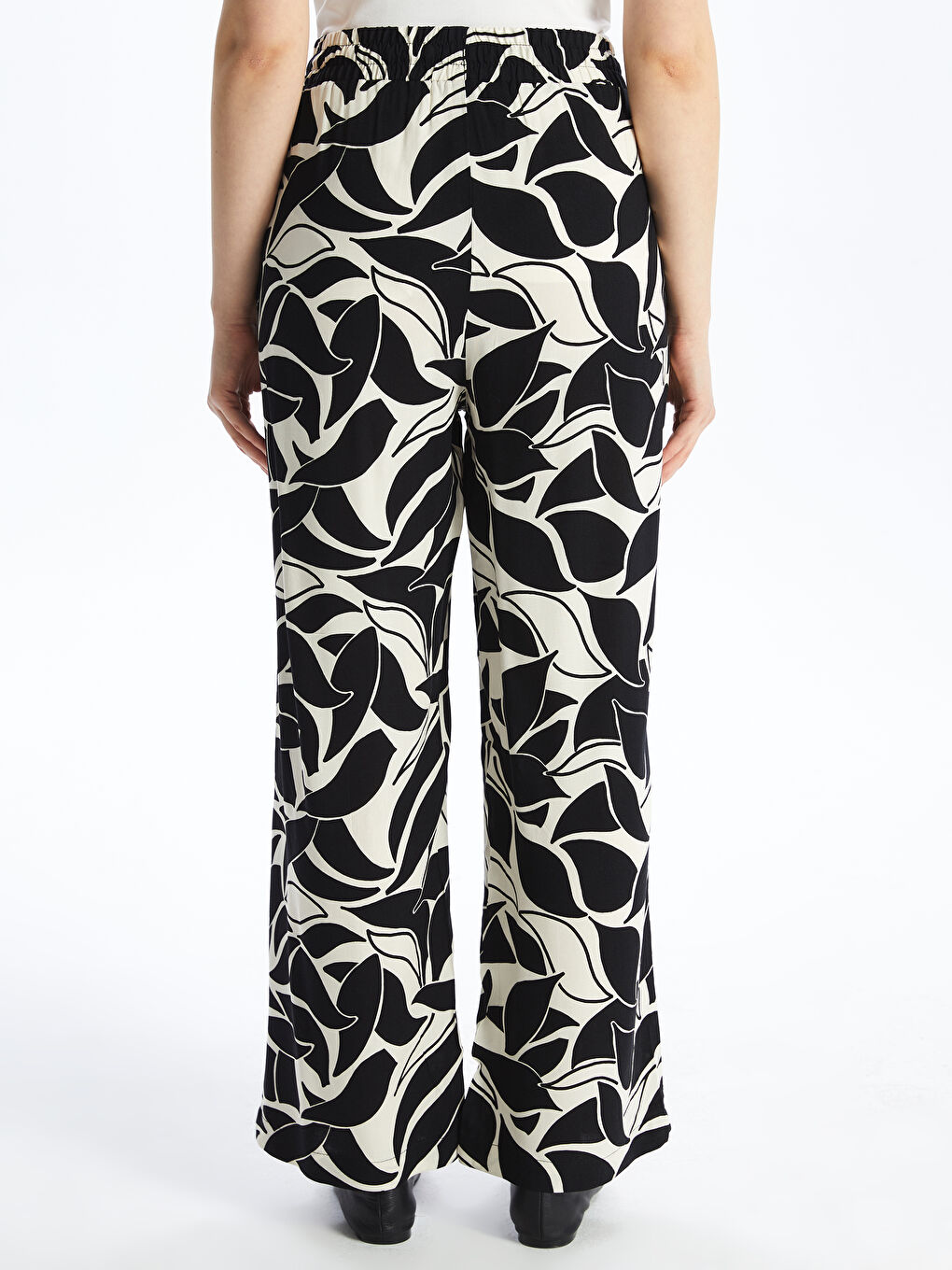 Elasticated Waist Patterned Women's Palazzo Trousers-3