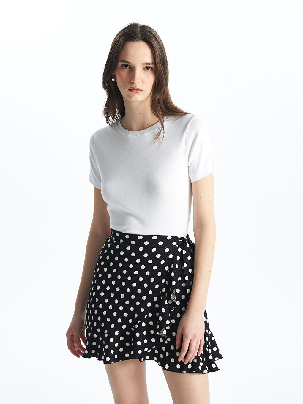 Women's Polka Dot Skirt with Elastic Waist -S4AU44Z8-LQJ