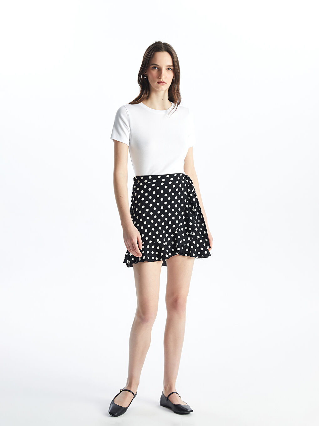 Women's Polka Dot Skirt with Elastic Waist -S4AU44Z8-LQJ