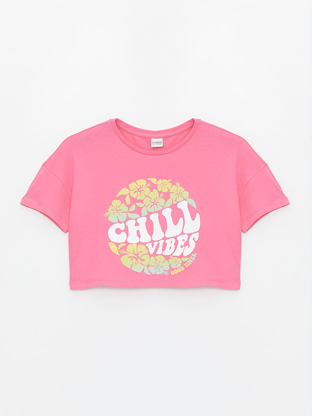LCW Kids Crew Neck Printed Short Sleeve Girls' Crop T-Shirt -S4AU56Z4-R0J