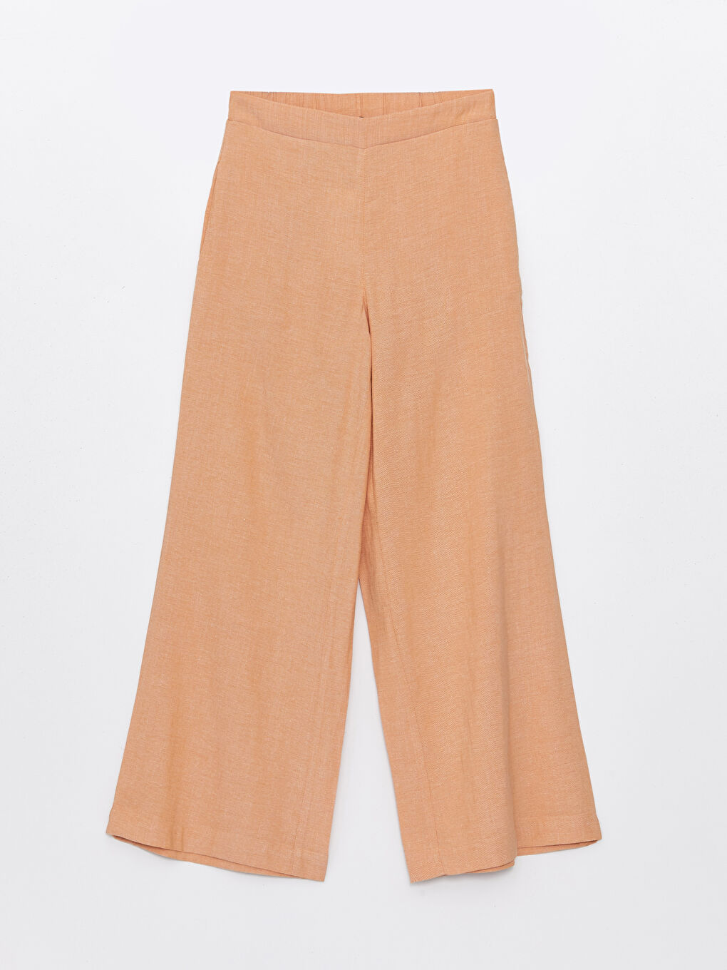 Elasticated Waist Plain Linen Blend Women's Trousers-4
