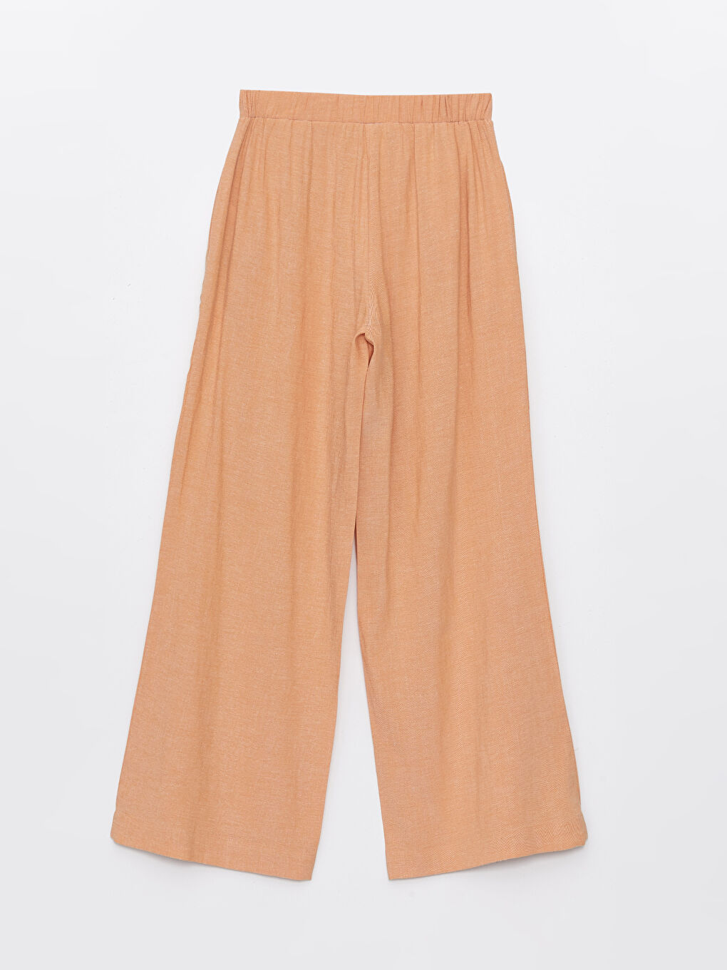 Elasticated Waist Plain Linen Blend Women's Trousers-5