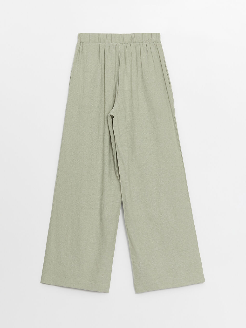 Elastic Waist Straight Linen Blend Women's Trousers -S4AU60Z8-GX7