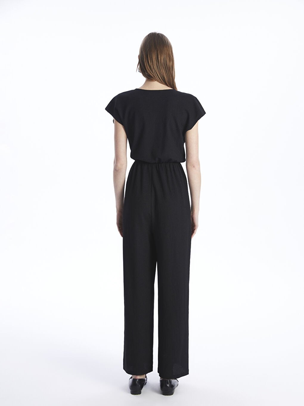 Double Breasted Plain Short Sleeve Women's Jumpsuit -S4AU63Z8-CVL