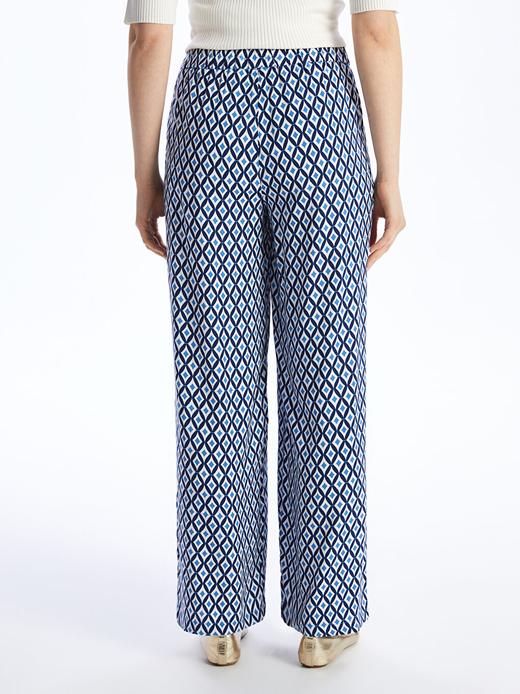 LCW Modest Elasticated Waist Patterned Women's Palazzo Trousers -S4AU68Z8-LQQ