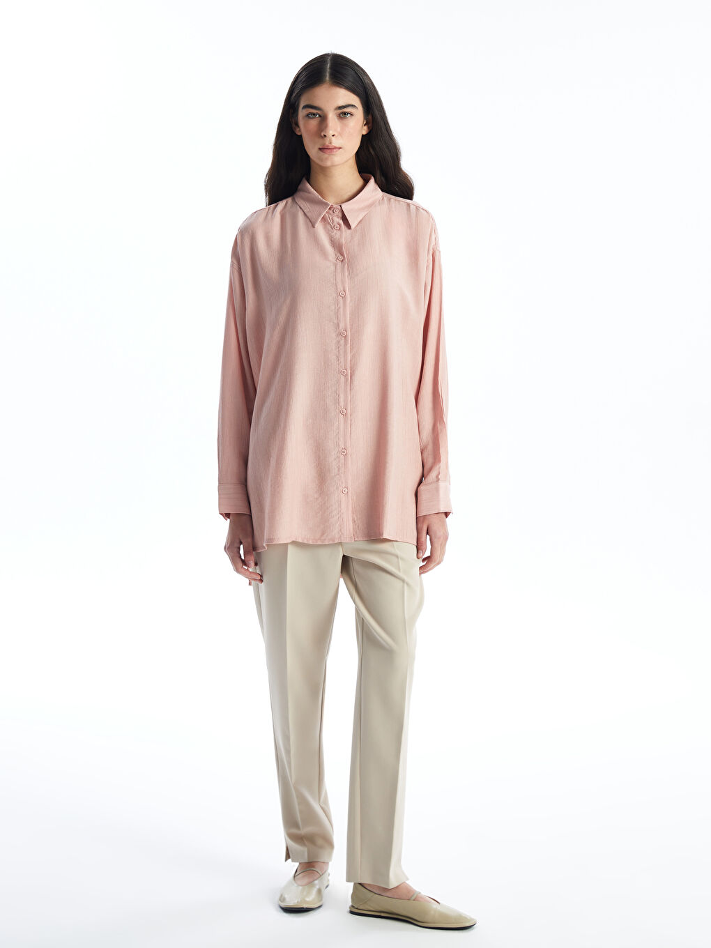 تونيك قميص سادة واسع للسيدات-2