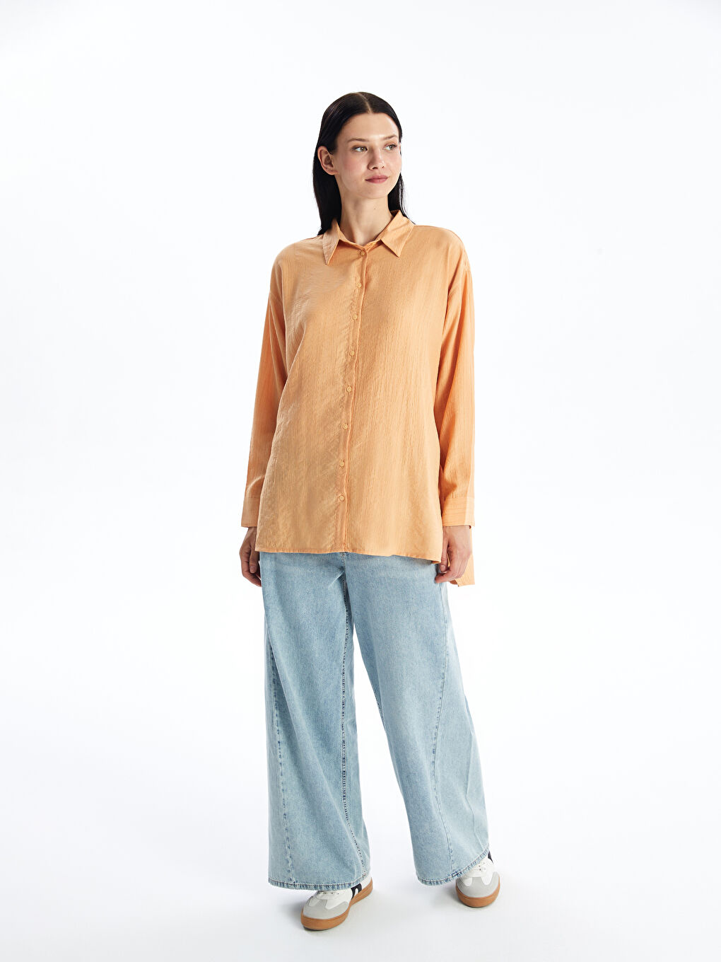 تونيك قميص سادة واسع للسيدات-1