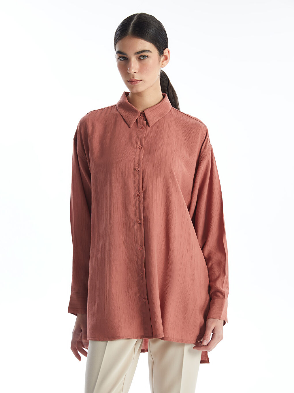 Plain Oversize Women's Shirt Tunic