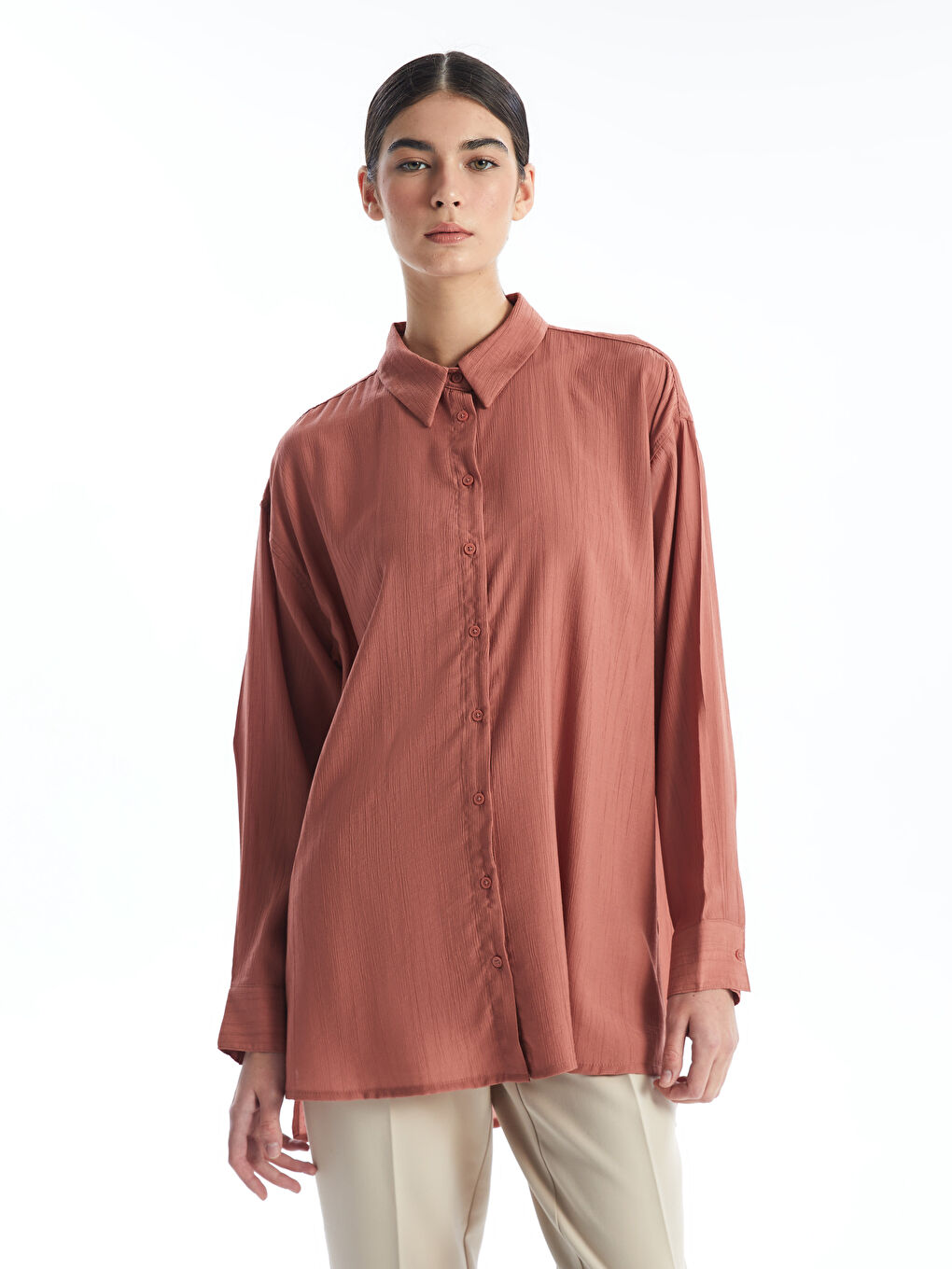 Plain Oversize Women's Shirt Tunic-1