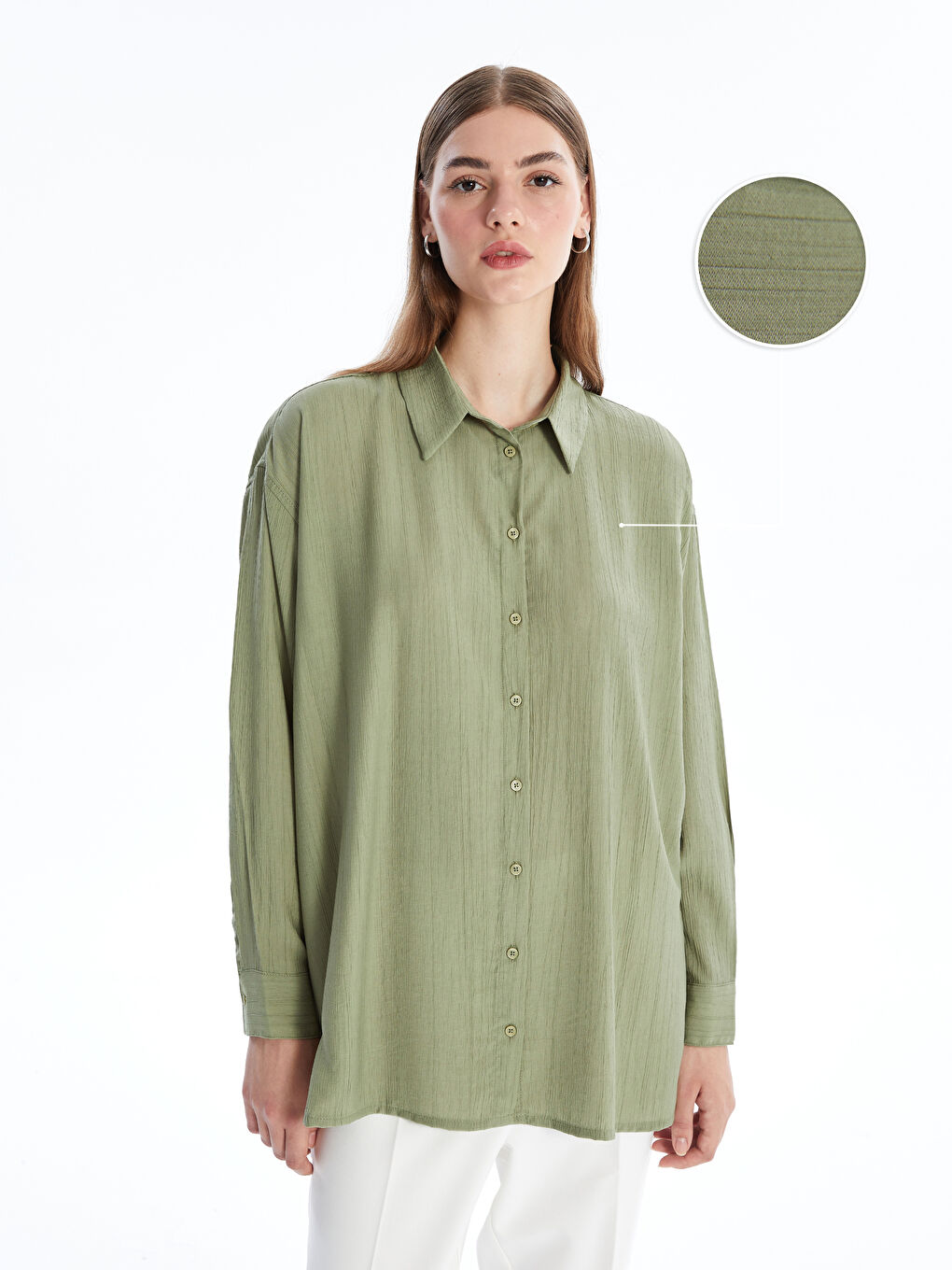 Plain Oversize Women's Shirt Tunic -S4AU73Z8-GUY