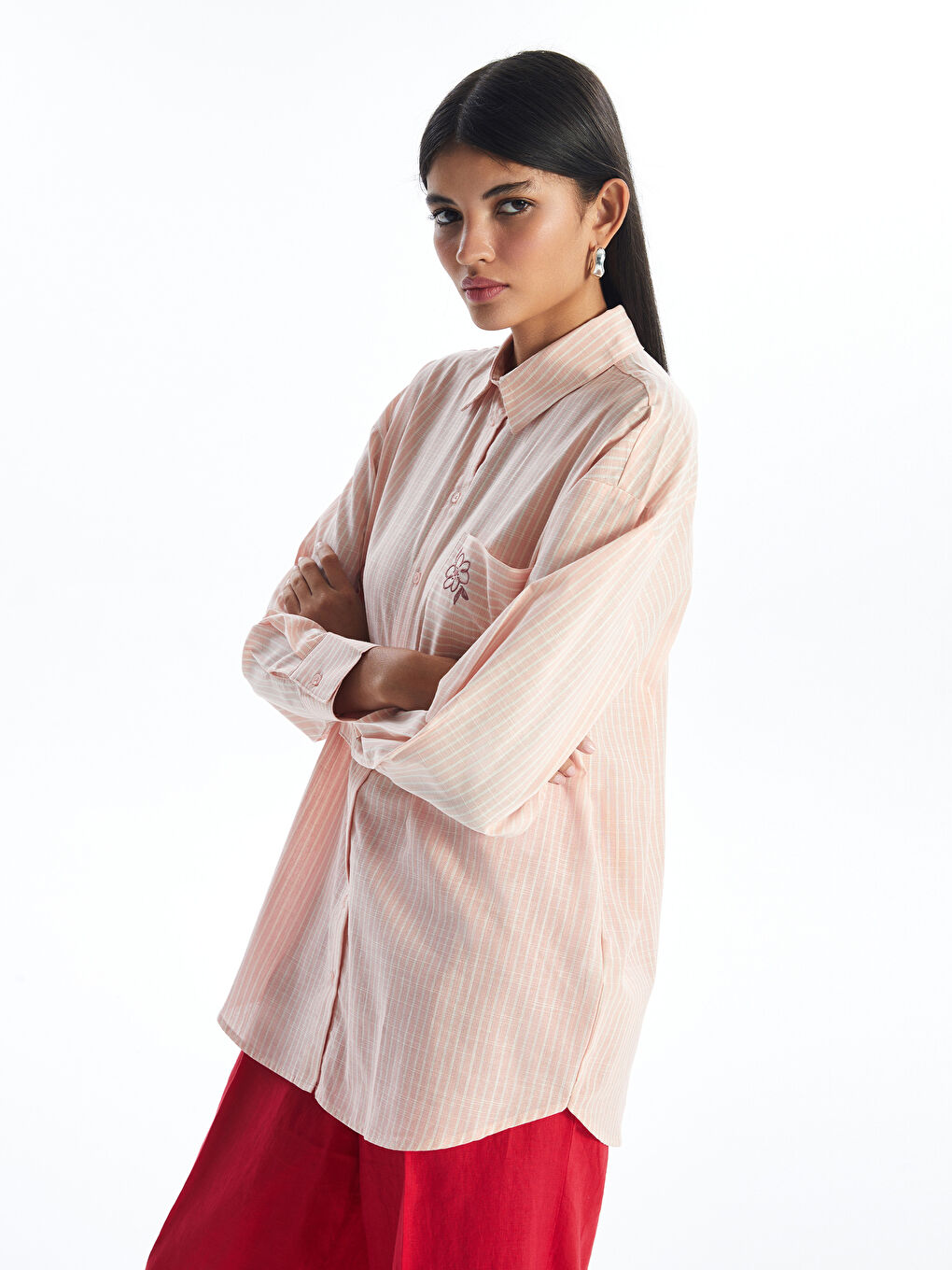 Striped Oversize Women's Shirt Tunic-1