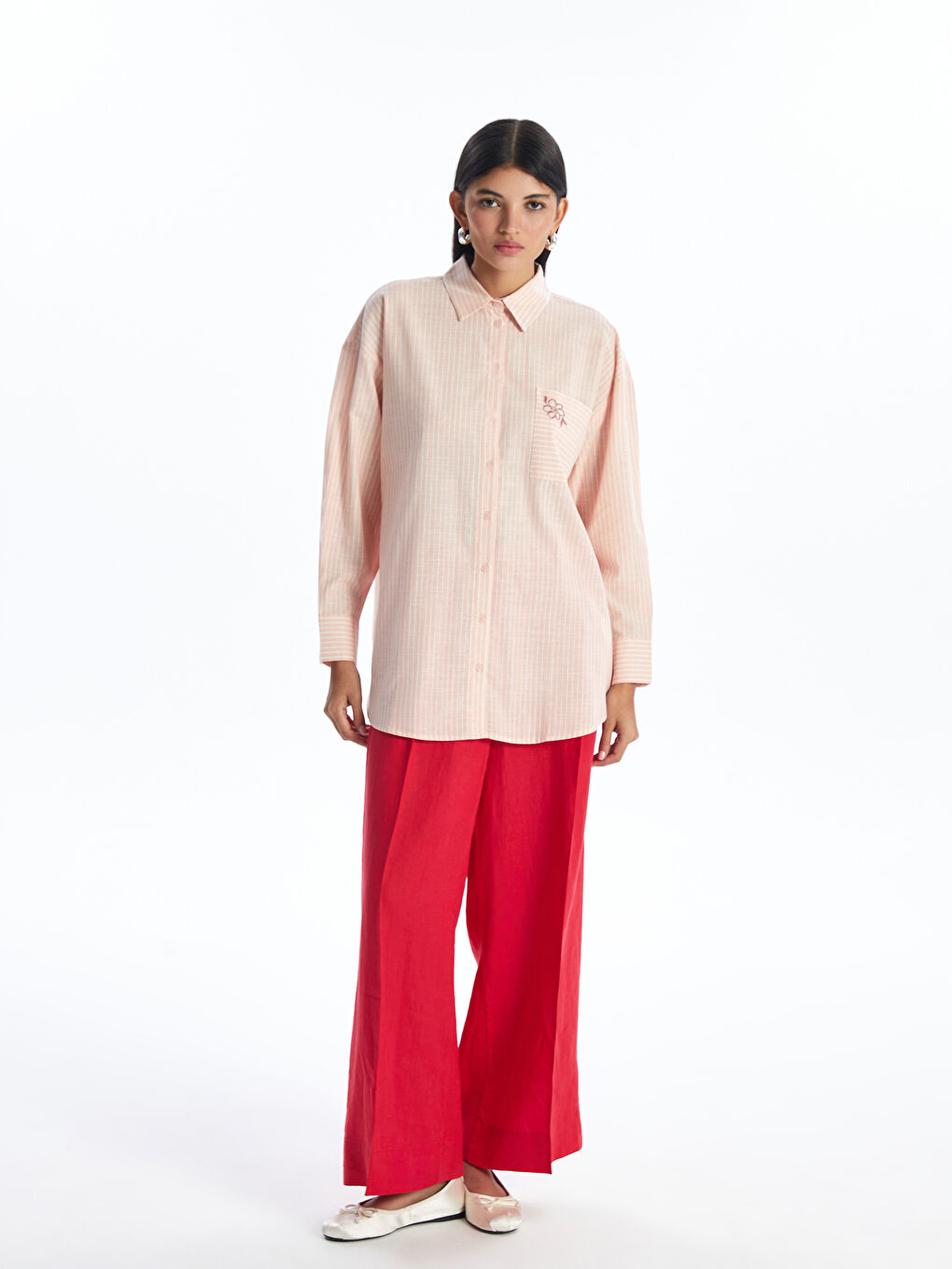 Striped Oversize Women's Shirt Tunic-2