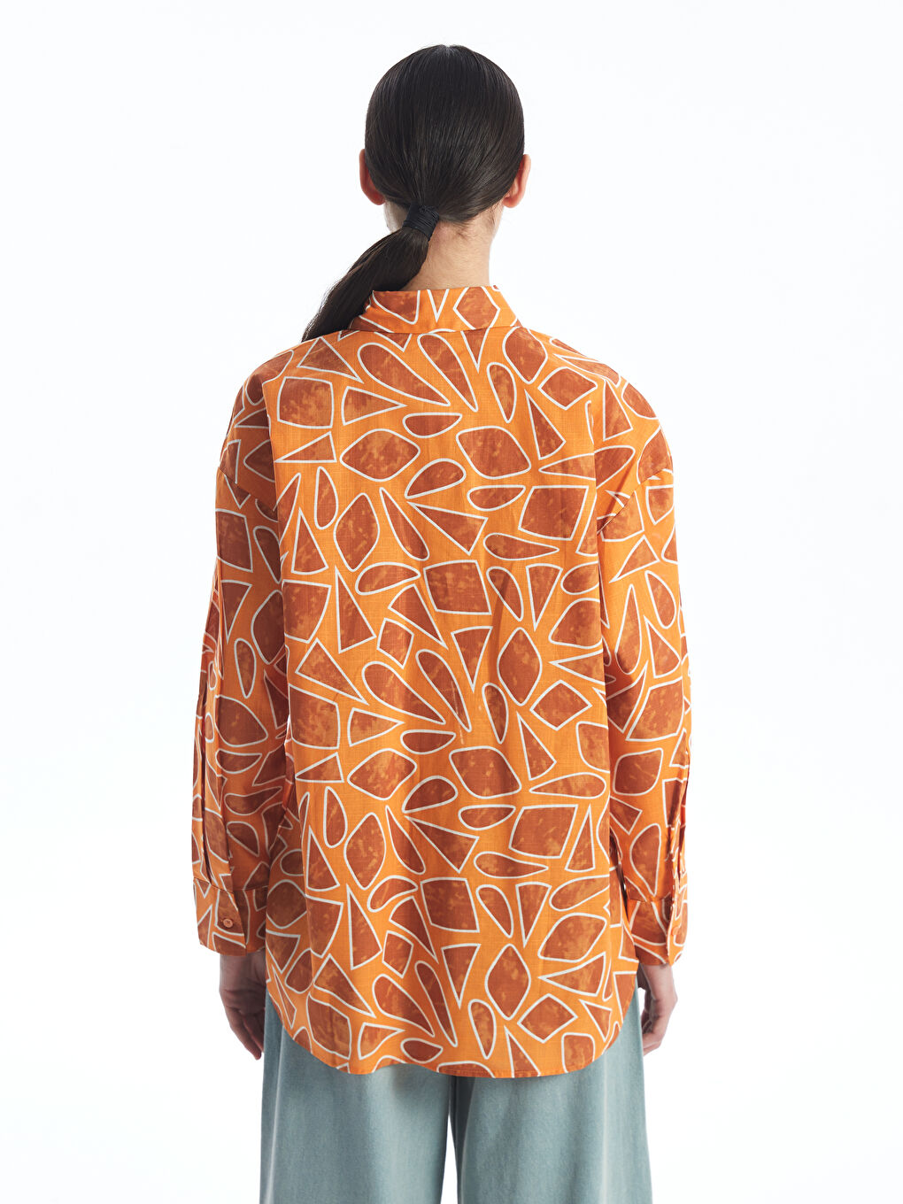 تونيك قميص واسع منقوش للسيدات-4