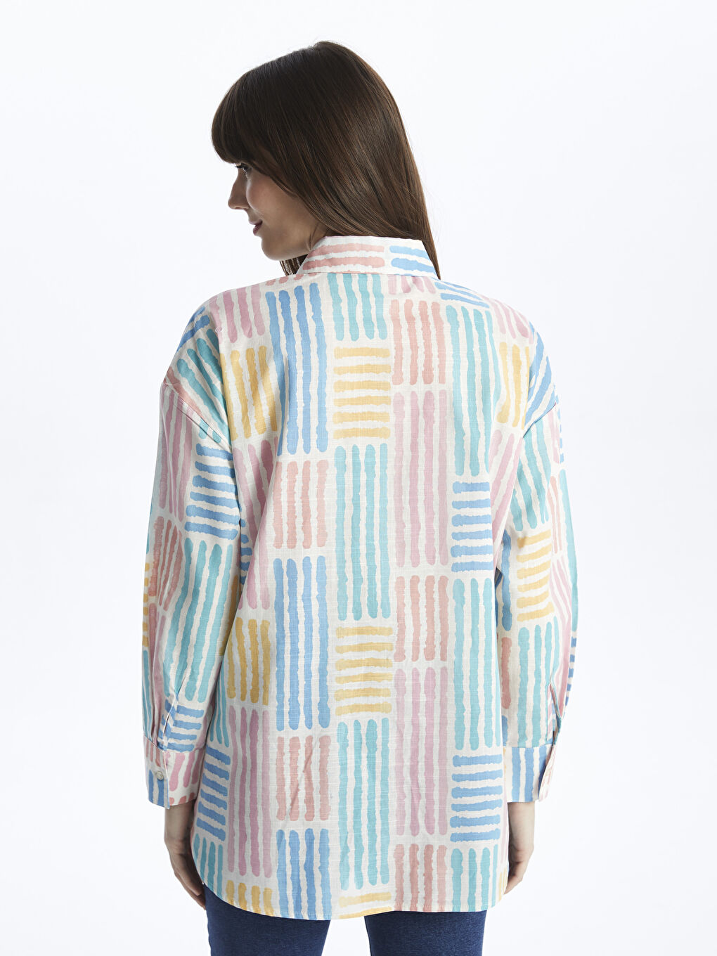 LCW Modest Patterned Oversize Women's Shirt Tunic -S4AU79Z8-LRA
