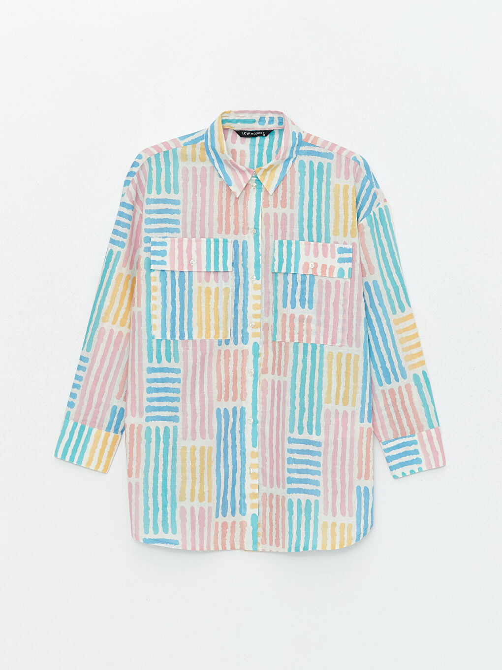 LCW Modest Patterned Oversize Women's Shirt Tunic -S4AU79Z8-LRA