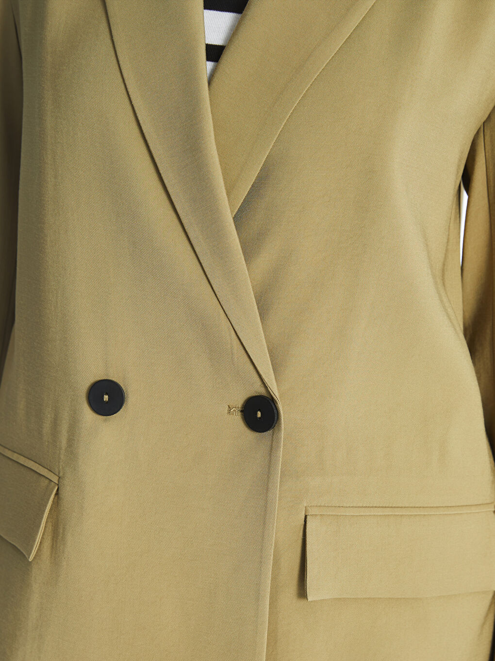 Haki Düz Uzun Kollu Kadın Blazer Ceket-7