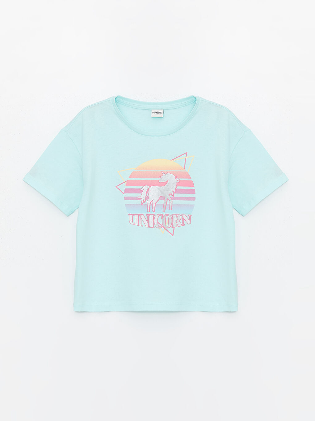 Crew Neck Printed Short Sleeve Girls' T-Shirt