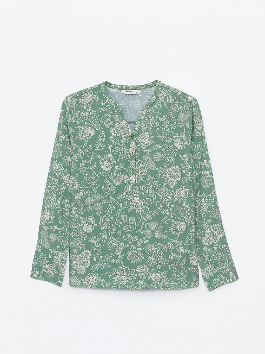 Blouse pour Femmes à Encolure en V échancré, Manches Longues, Motif Floral-5