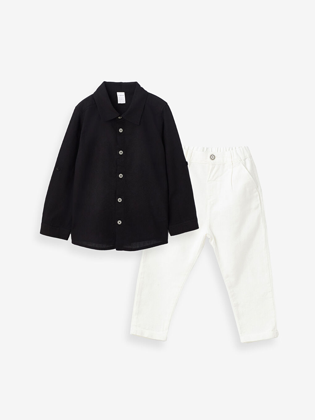 طقم قميص وبنطلون أساسي بأكمام طويلة للأولاد الرضع - عبوتان