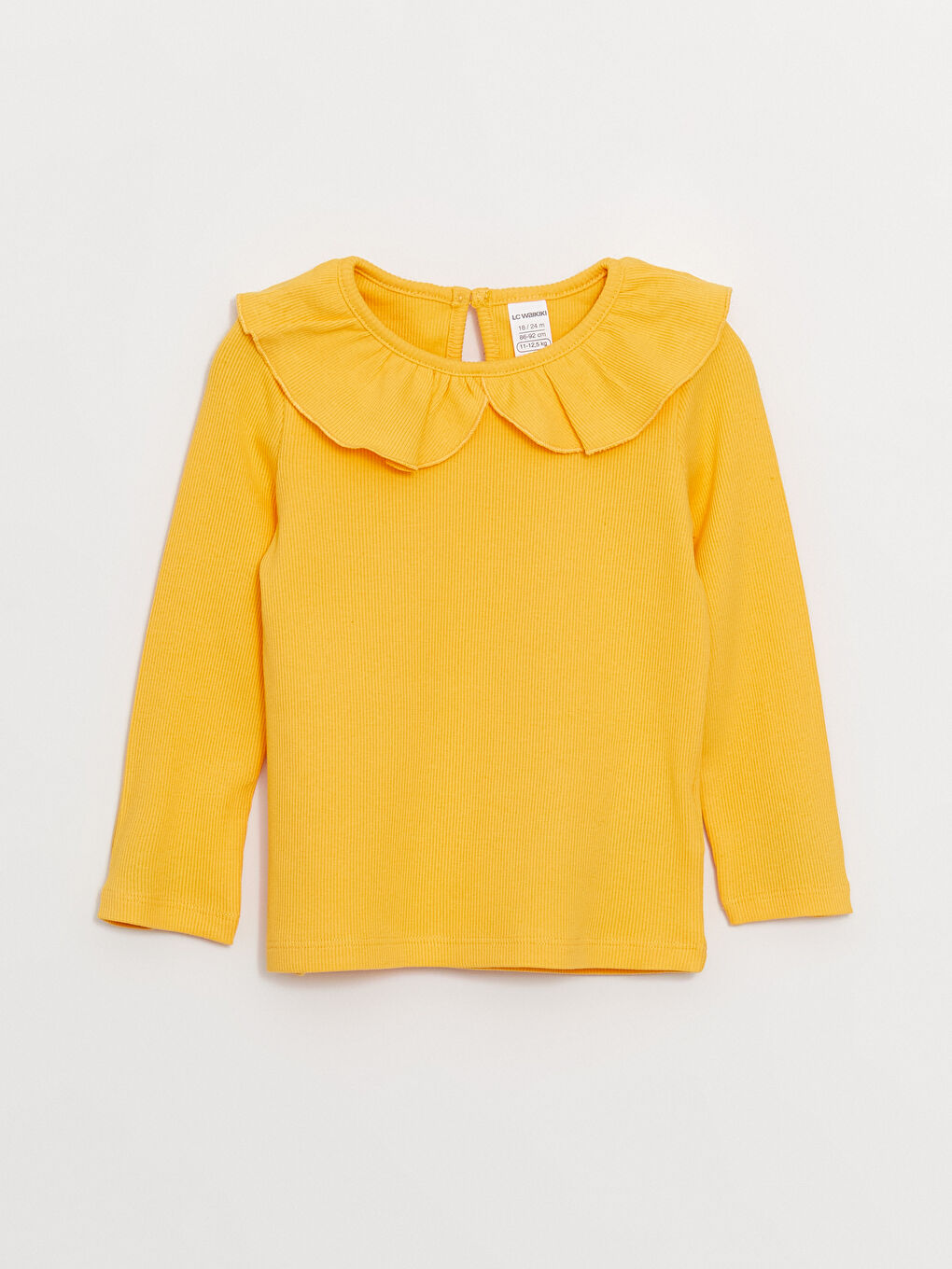 Turuncu Bisiklet Yaka Uzun Kollu Basic Kız Bebek Tişört