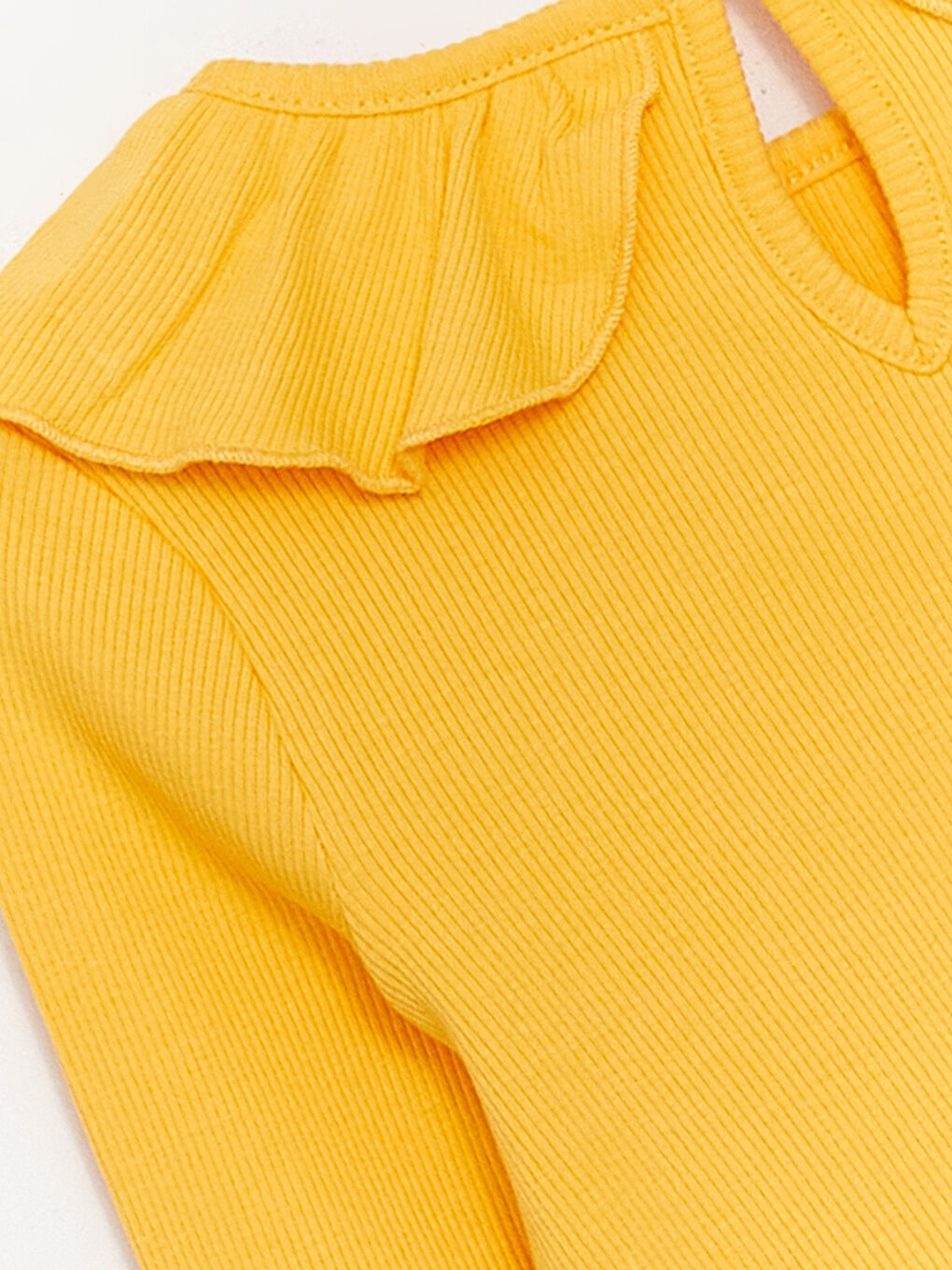 Turuncu Bisiklet Yaka Uzun Kollu Basic Kız Bebek Tişört-1